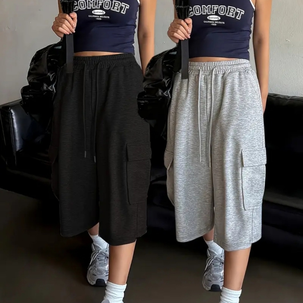 Black and Gray Cargo Shorts